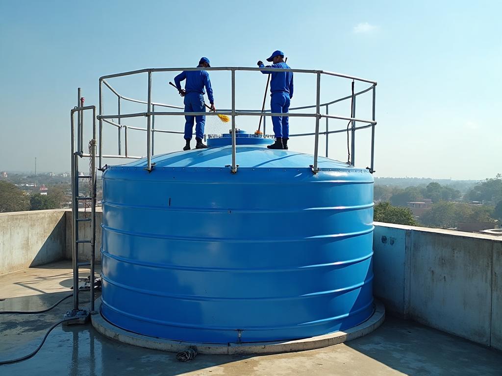 Professional overhead water tank cleaning service